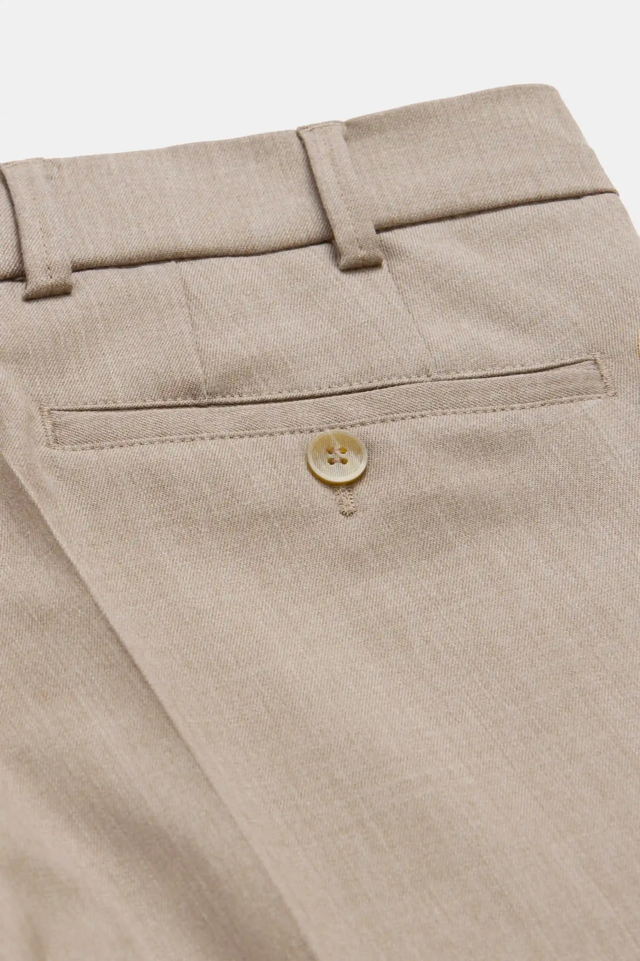 Beige (sand) maskintvättbara ullbyxor i Teflon Twill och normal passform (Meyer / Roma) - 6