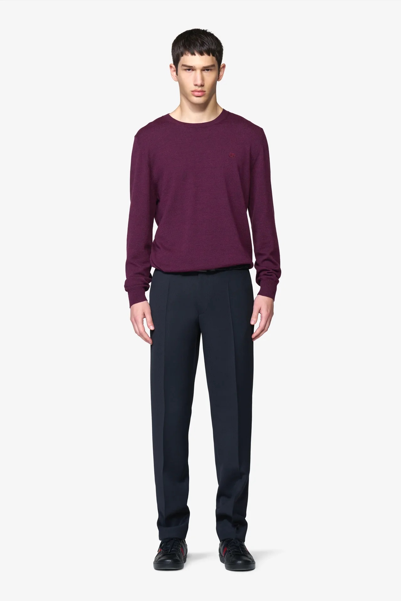 Blå (navy)  kraftiga maskintvättbara ullbyxor i "Cavalry Twill" och modern passform (Meyer / Oslo)  - 3