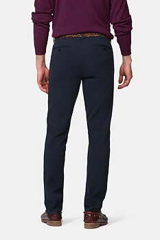 Blå (navy) chinos i Cosy Twill, och modern passform (Meyer / Bonn)