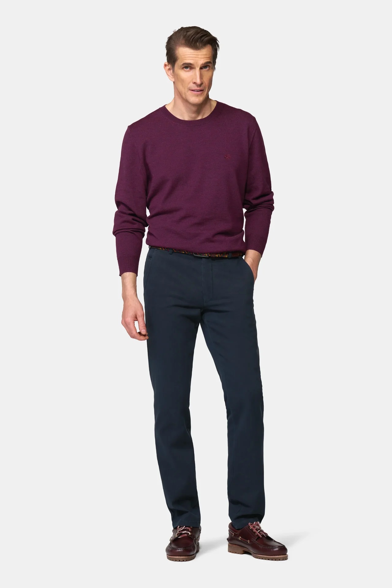 Blå (navy) chinos i Cosy Twill, och modern passform (Meyer / Bonn) - 3