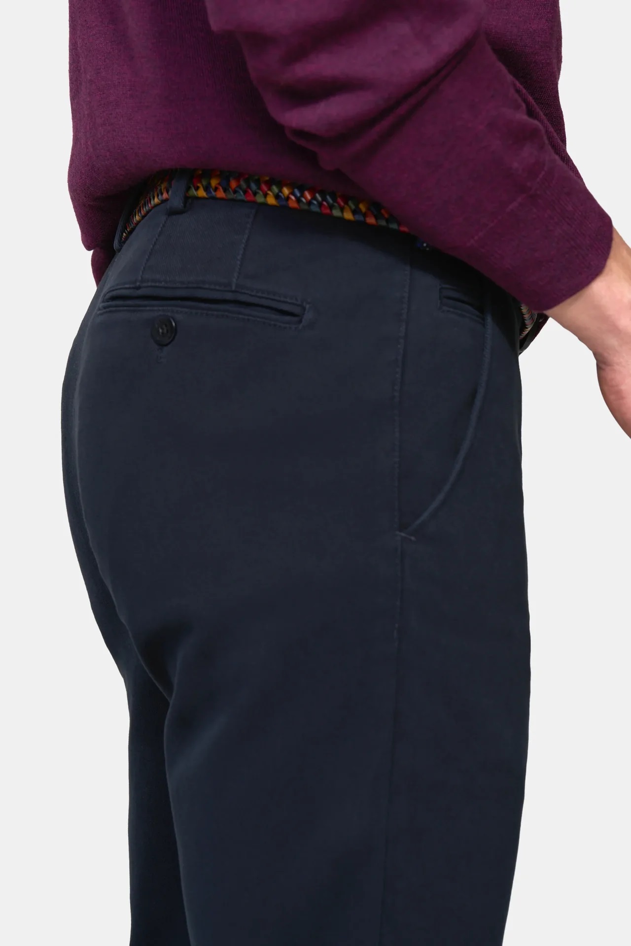Blå (navy) chinos i Cosy Twill, och modern passform (Meyer / Bonn) - 4