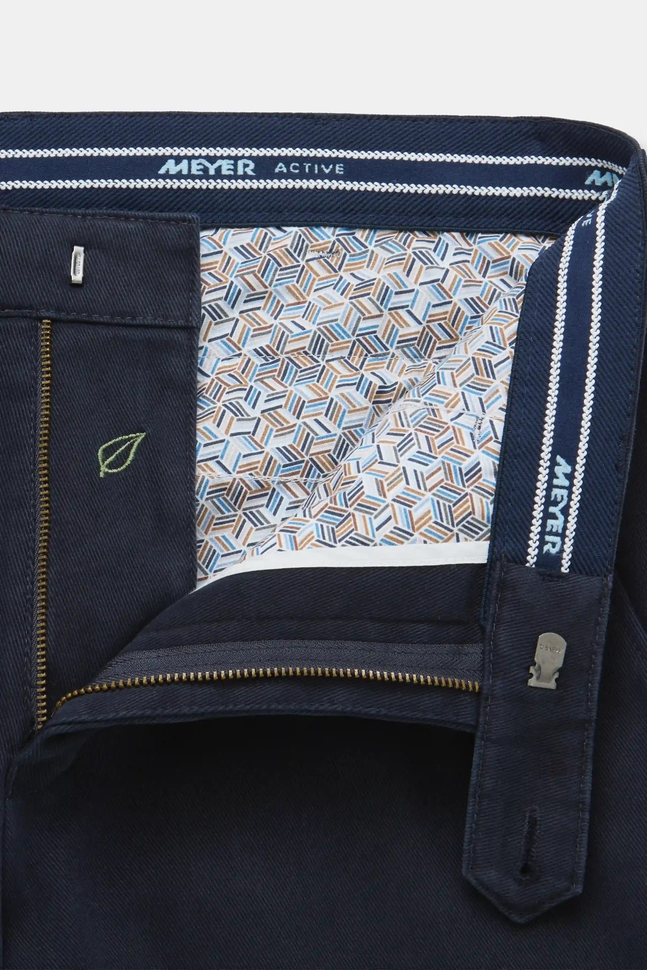 Blå (navy) chinos i Cosy Twill, och modern passform (Meyer / Bonn) - 5