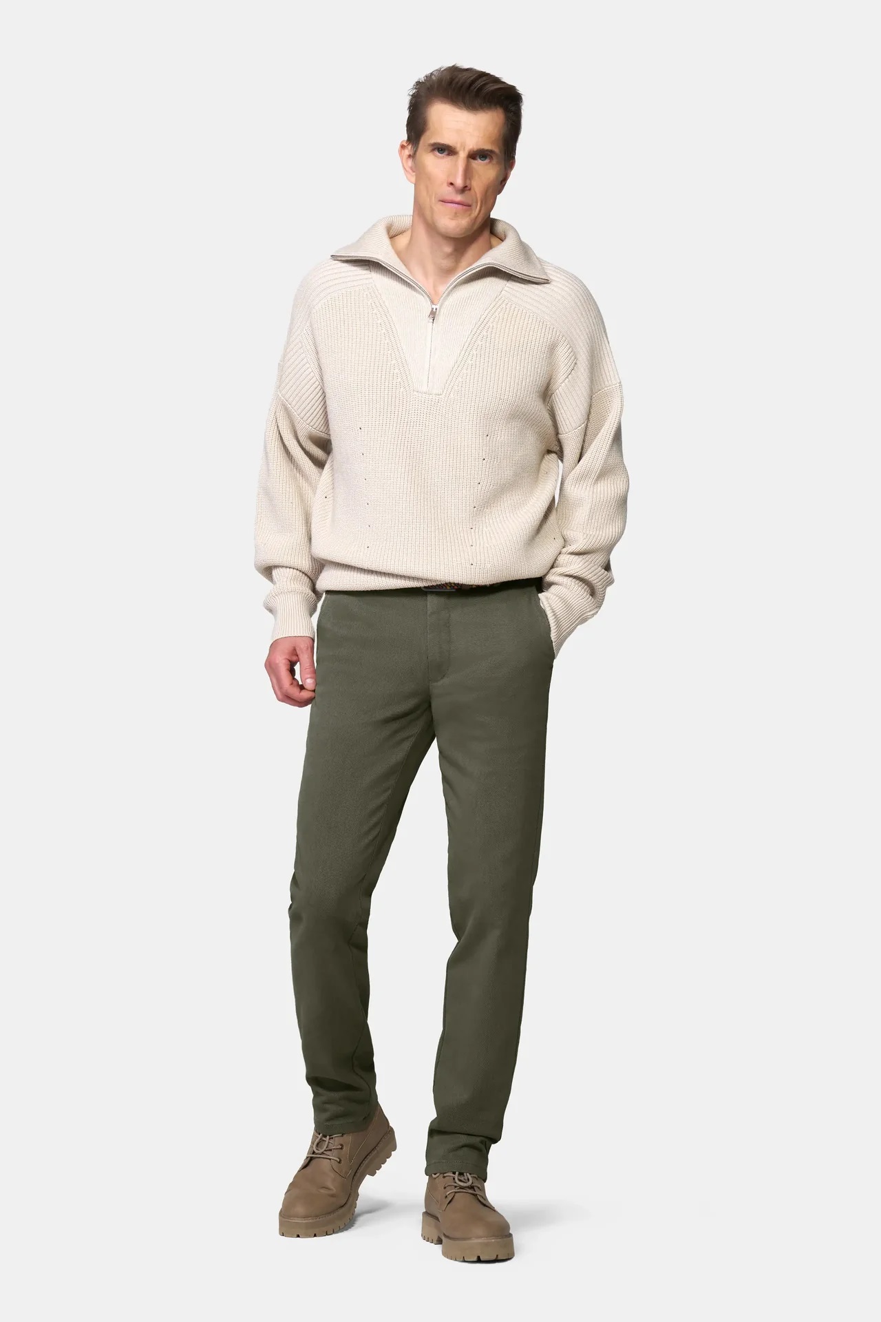 Gröna (dark green) chinos i Cosy Twill, och modern passform (Meyer / Bonn) - 3