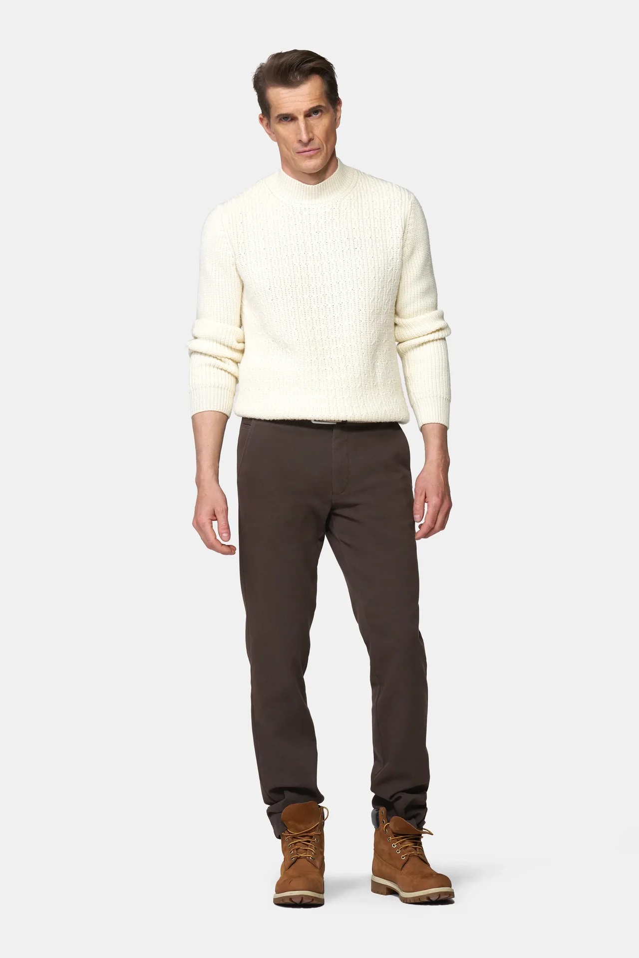 Bruna (brown) chinos i Cosy Twill, och modern passform (Meyer / Bonn) - 3
