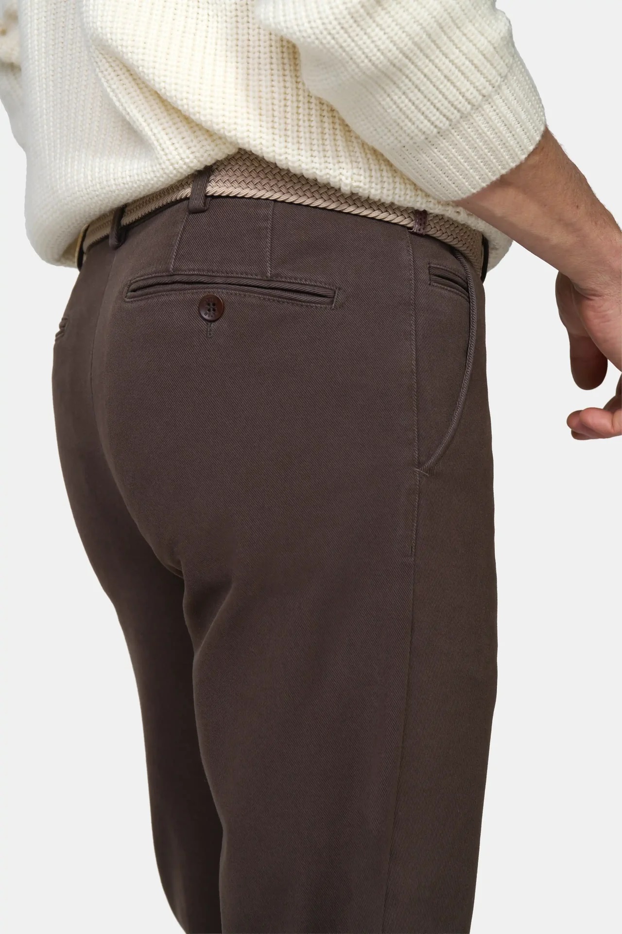 Bruna (brown) chinos i Cosy Twill, och modern passform (Meyer / Bonn) - 4