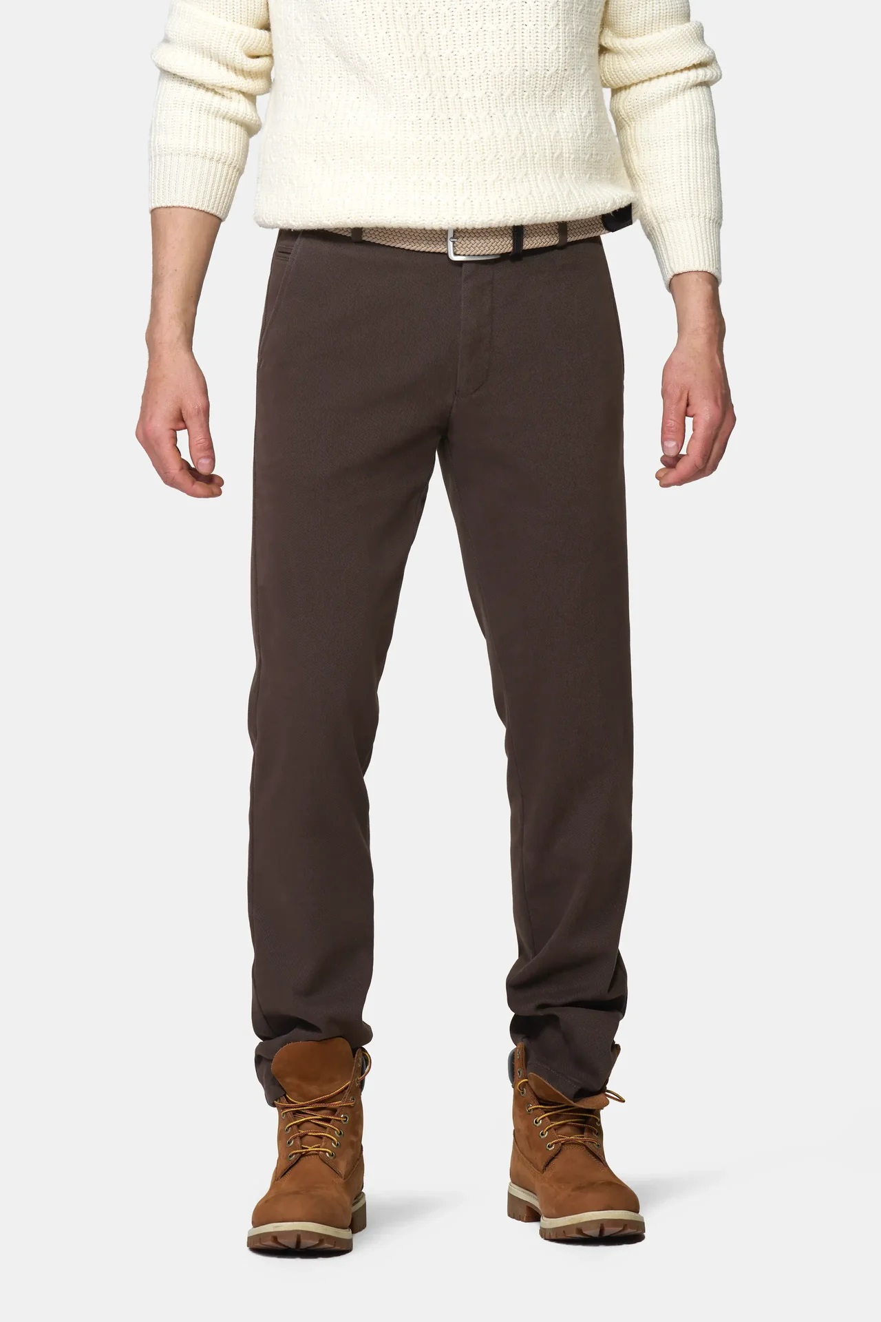 Bruna (brown) chinos i Cosy Twill, och modern passform (Meyer / Bonn)