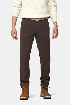 Bruna (brown) chinos i Cosy Twill, och modern passform (Meyer / Bonn)