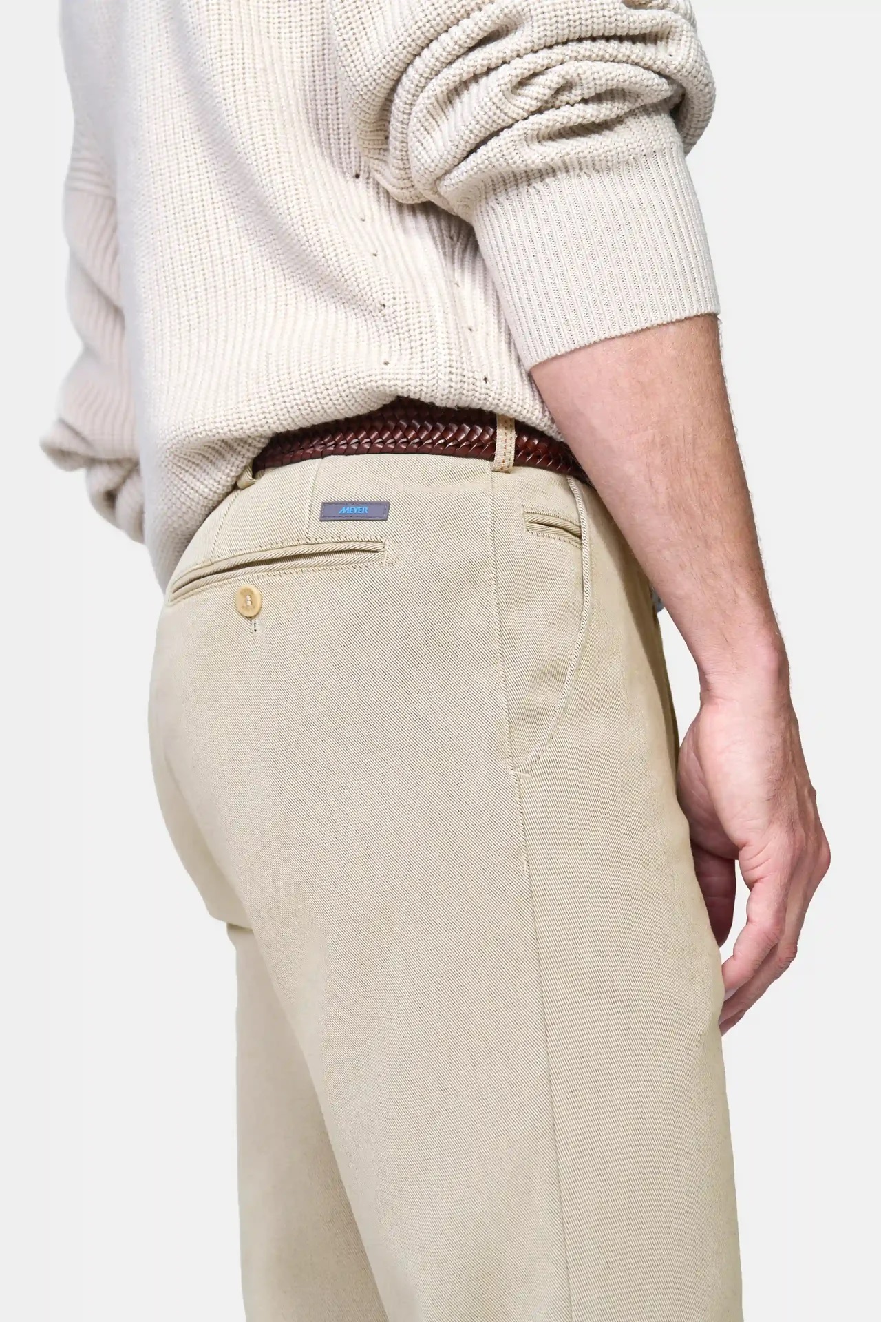 Beige chinos i Cosy Twill, och modern passform (Meyer / Bonn) - 4