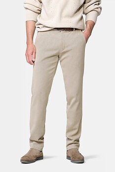 Beige chinos i Cosy Twill, och modern passform (Meyer / Bonn)
