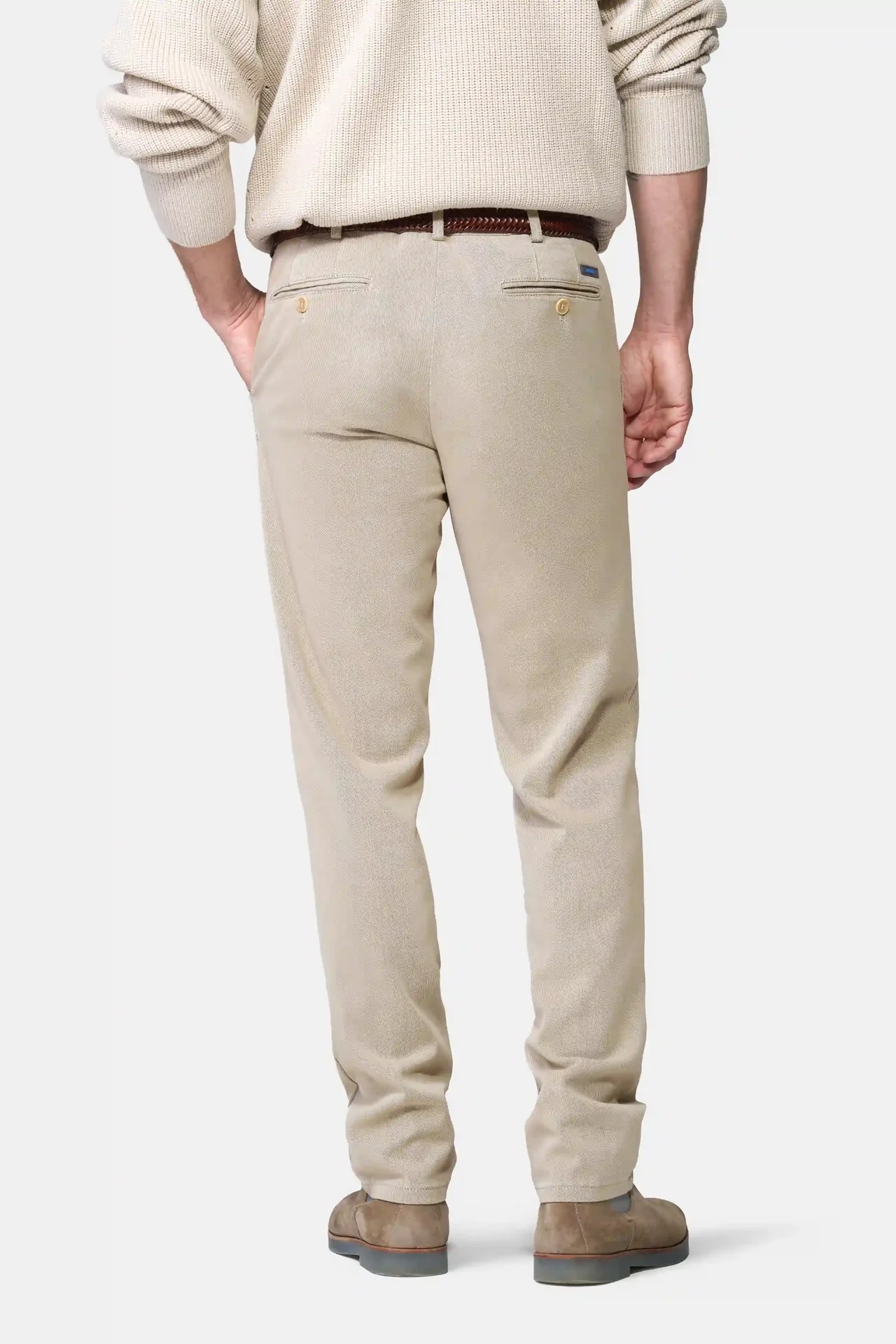 Beige chinos i Cosy Twill, och modern passform (Meyer / Bonn) - 2