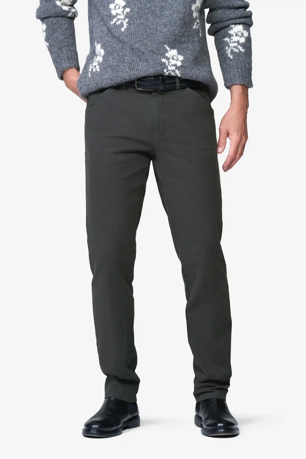Grå (charcoal) chinos med Micro Fantasy i modern passform (Meyer / Chicago)