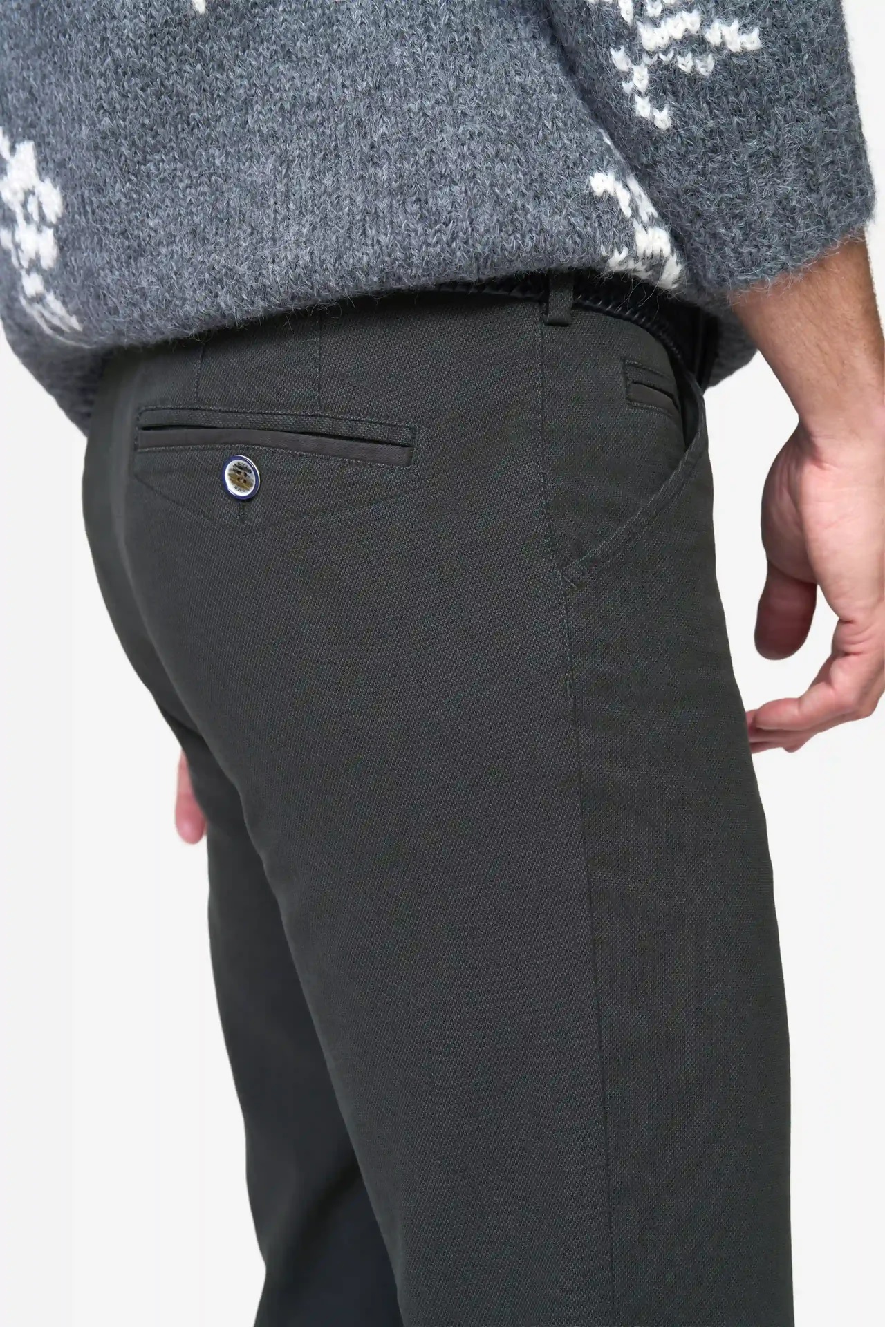 Grå (charcoal) chinos med Micro Fantasy i modern passform (Meyer / Chicago) - 4