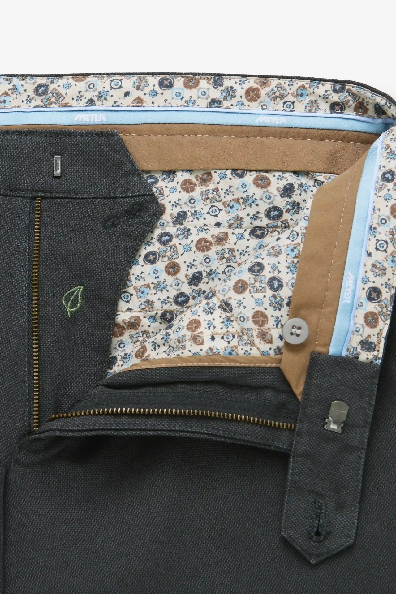 Grå (charcoal) chinos med Micro Fantasy i modern passform (Meyer / Chicago) - 5