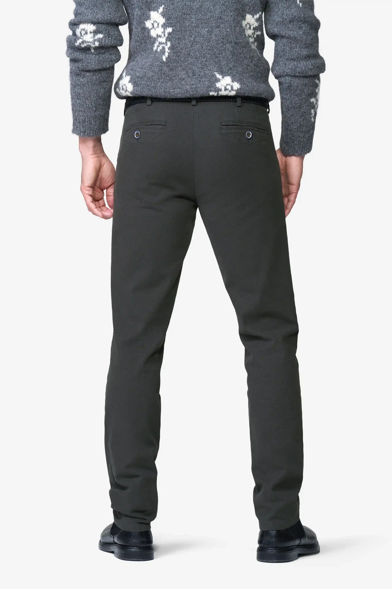 Grå (charcoal) chinos med Micro Fantasy i modern passform (Meyer / Chicago) - 2