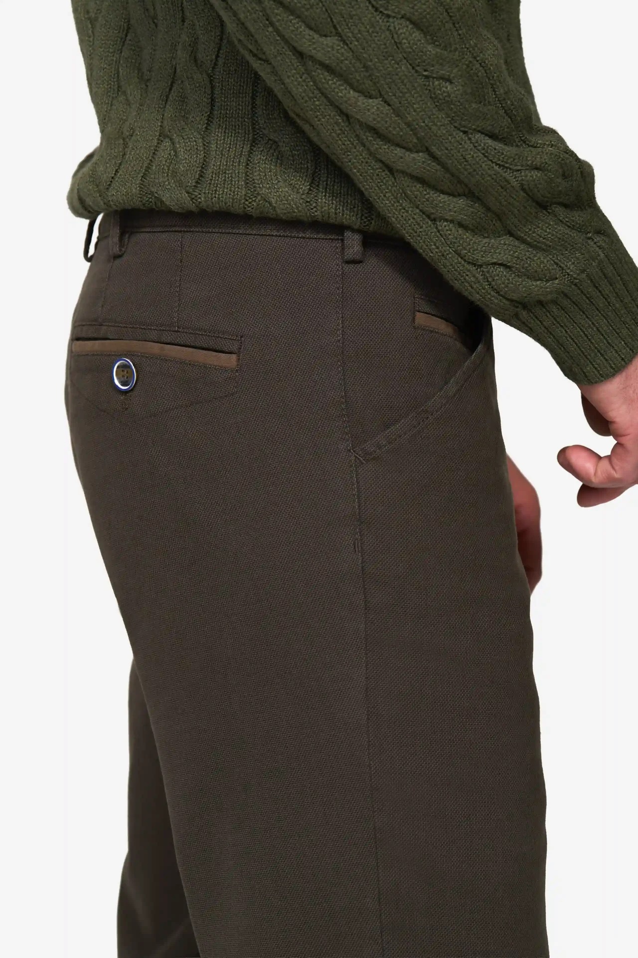 Gröna (olive) chinos med Micro Fantasy i modern passform (Meyer / Chicago) - 4