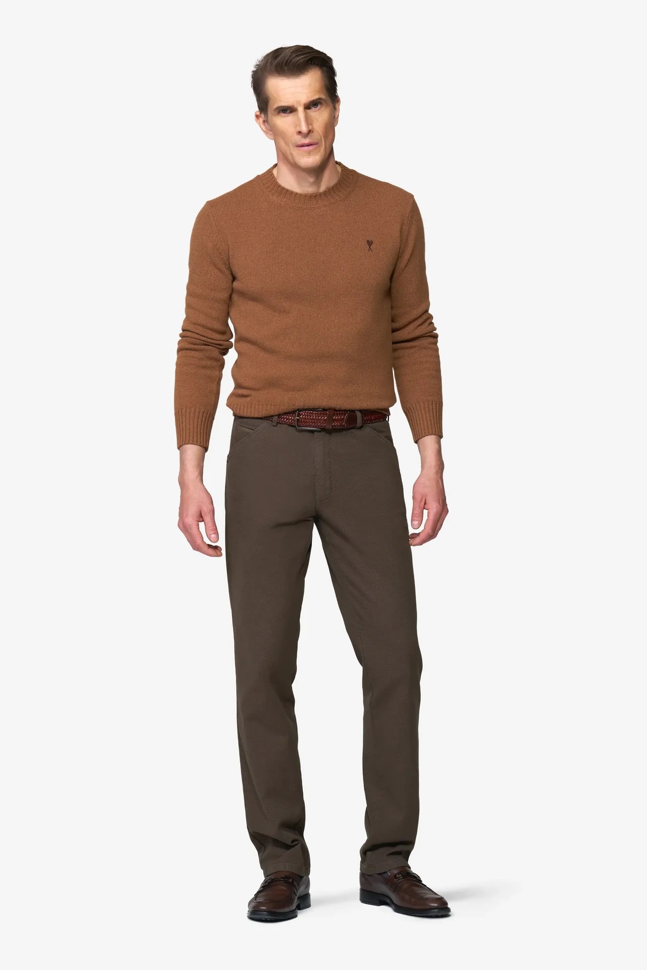 Gråbruna (stone) chinos med Micro Fantasy i modern passform (Meyer / Chicago) - 3
