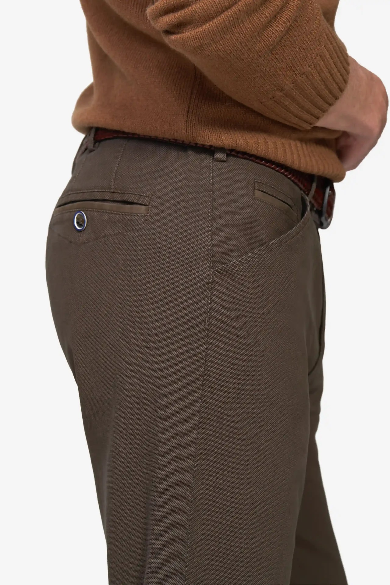 Gråbruna (stone) chinos med Micro Fantasy i modern passform (Meyer / Chicago) - 4