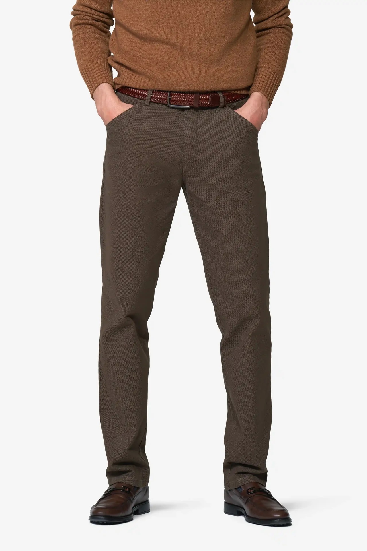 Gråbruna (stone) chinos med Micro Fantasy i modern passform (Meyer / Chicago)