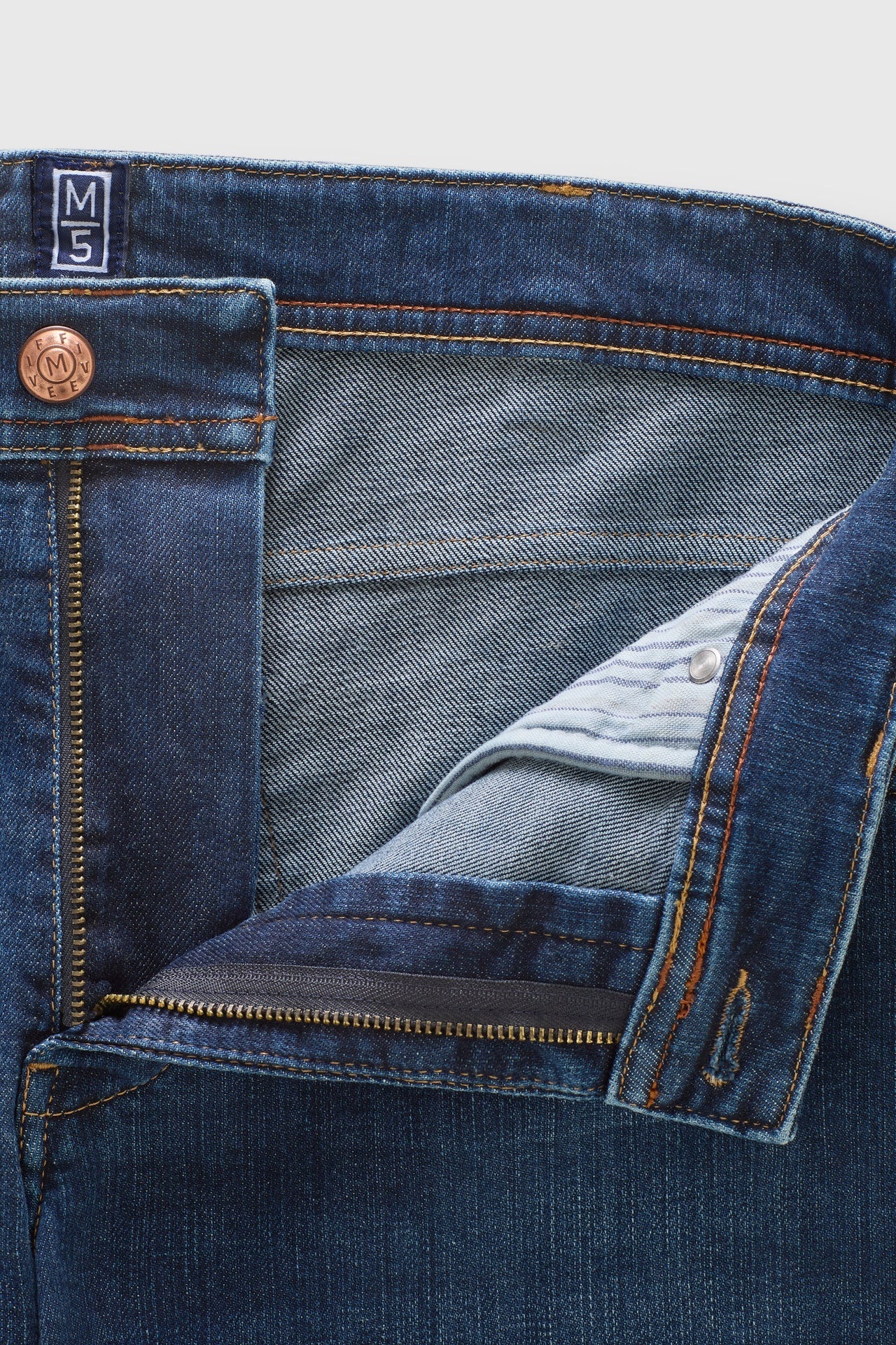 Blå (blue stone) stentvättade jeans i Stretch & modern passform (Meyer / M5) - 5