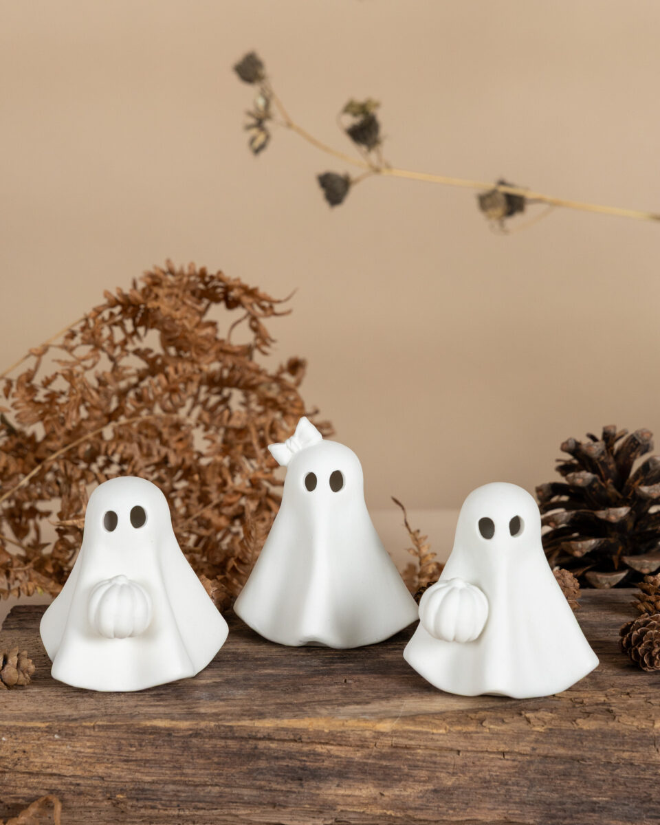 Sofie Spöke med rosett i vit keramik 8x9 cm | Halloween - 3
