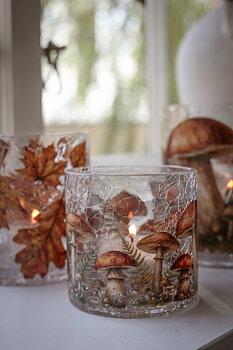 Ljuslykta   Autumn Forest Mushrooms 8x8cm  - Majas lyktor/ Barncancerfonden 