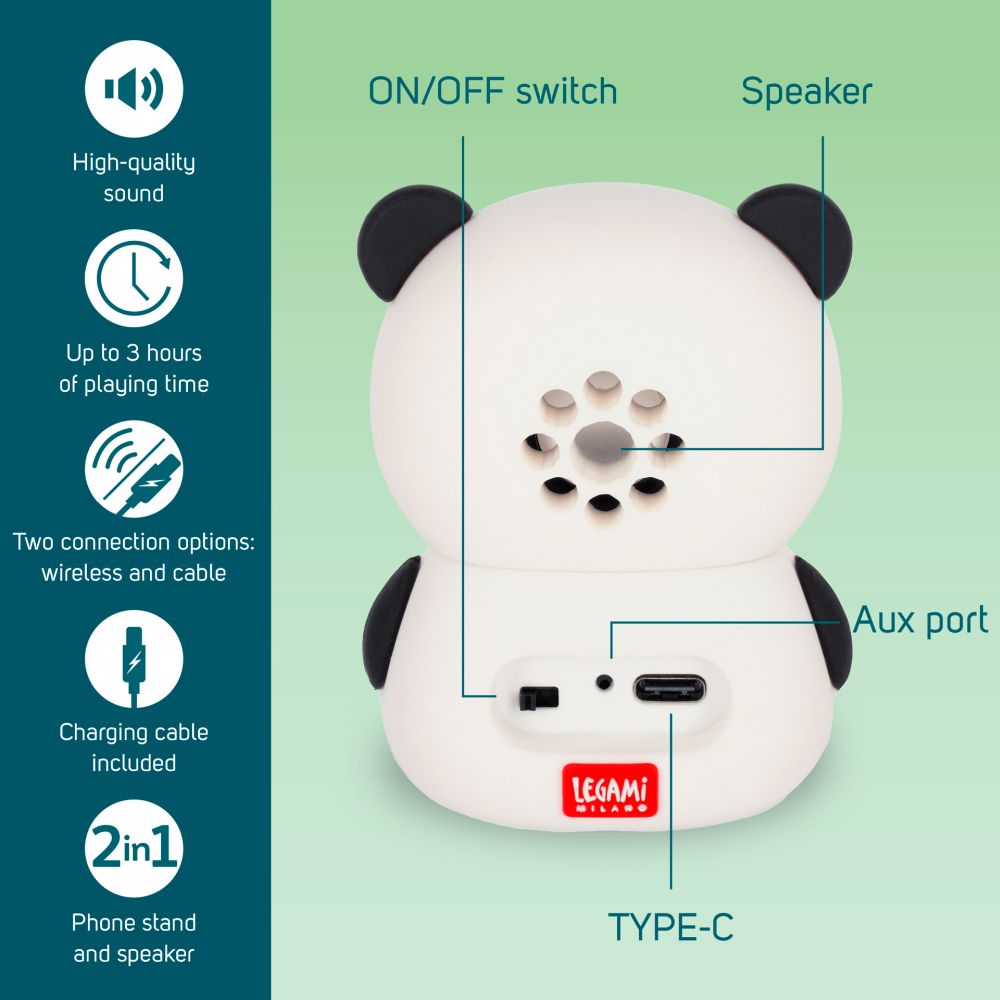 The sound of cuteness, Panda, trådlös högtalare med mobiltelefonställ - 5
