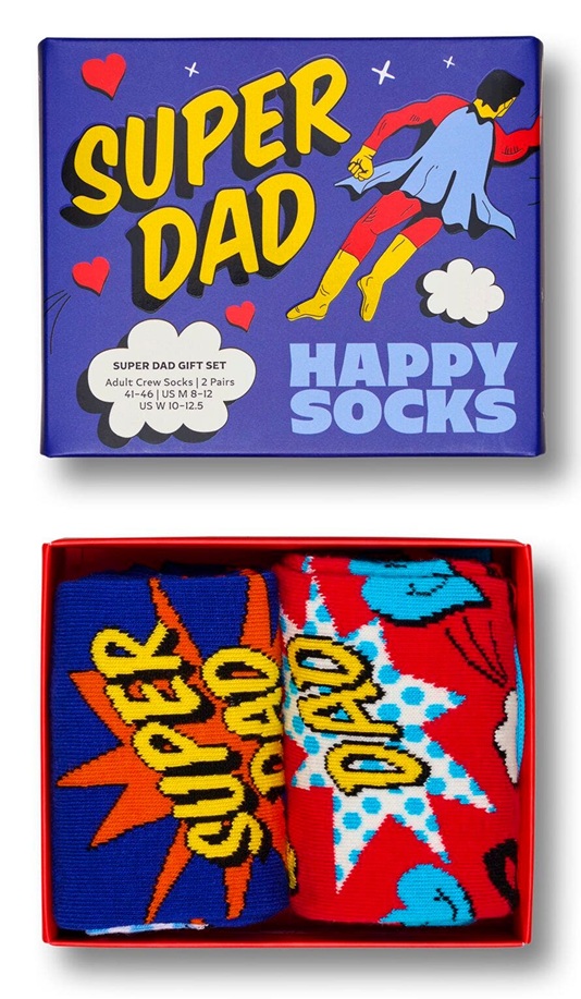 2-Pack Happy Socks Super Dad Gift Set