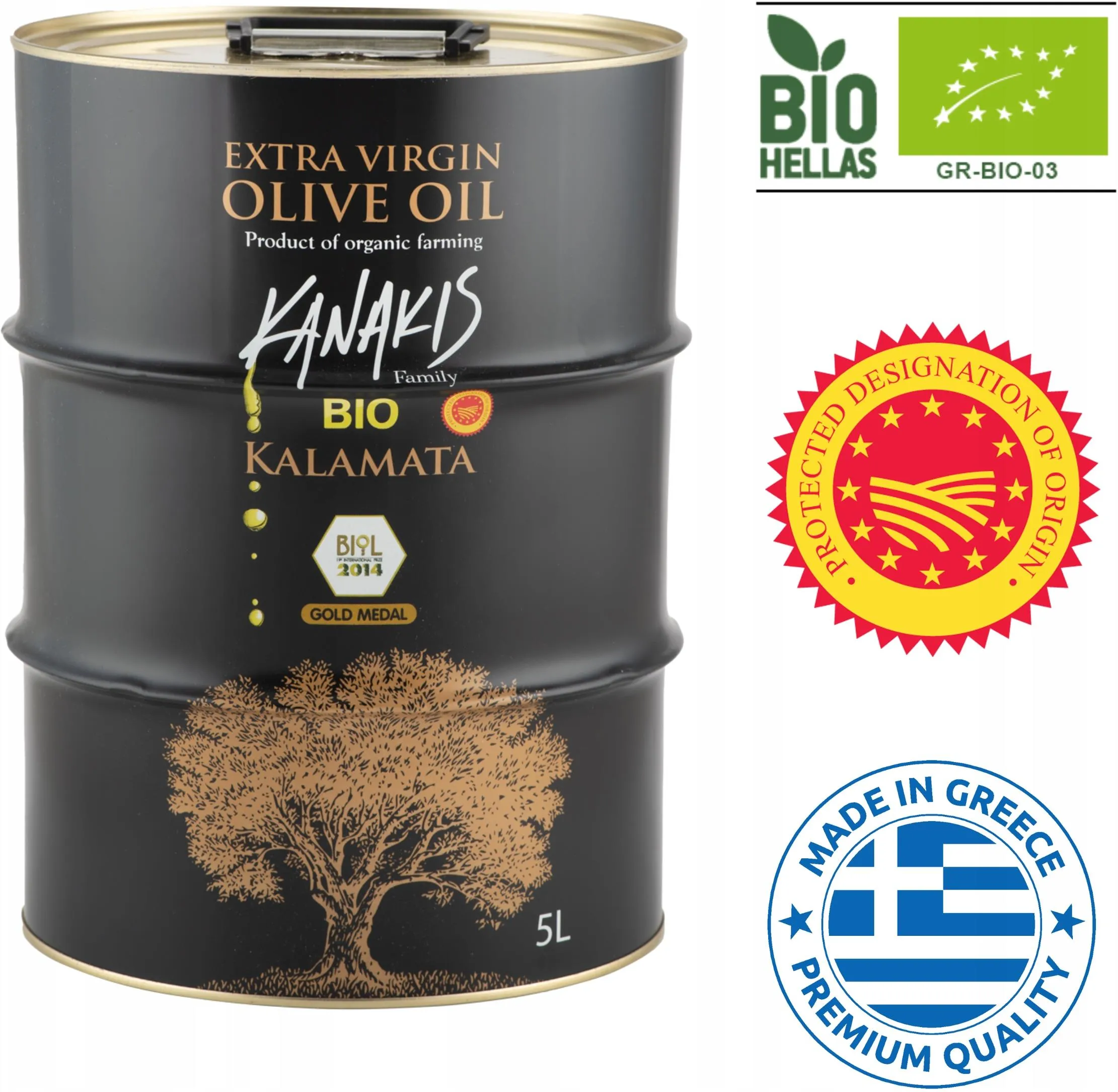 Ekologisk Olivolja Extra Jungfru - Kanakis från Kalamata P.D.O. 5L  - 3