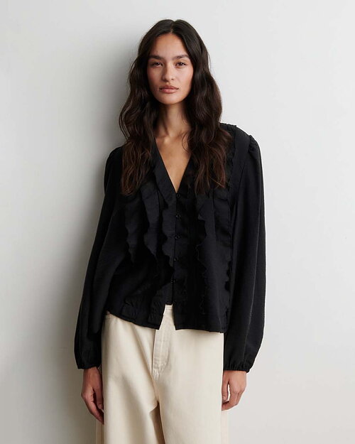 Blus Rayna med volanger svart - 4