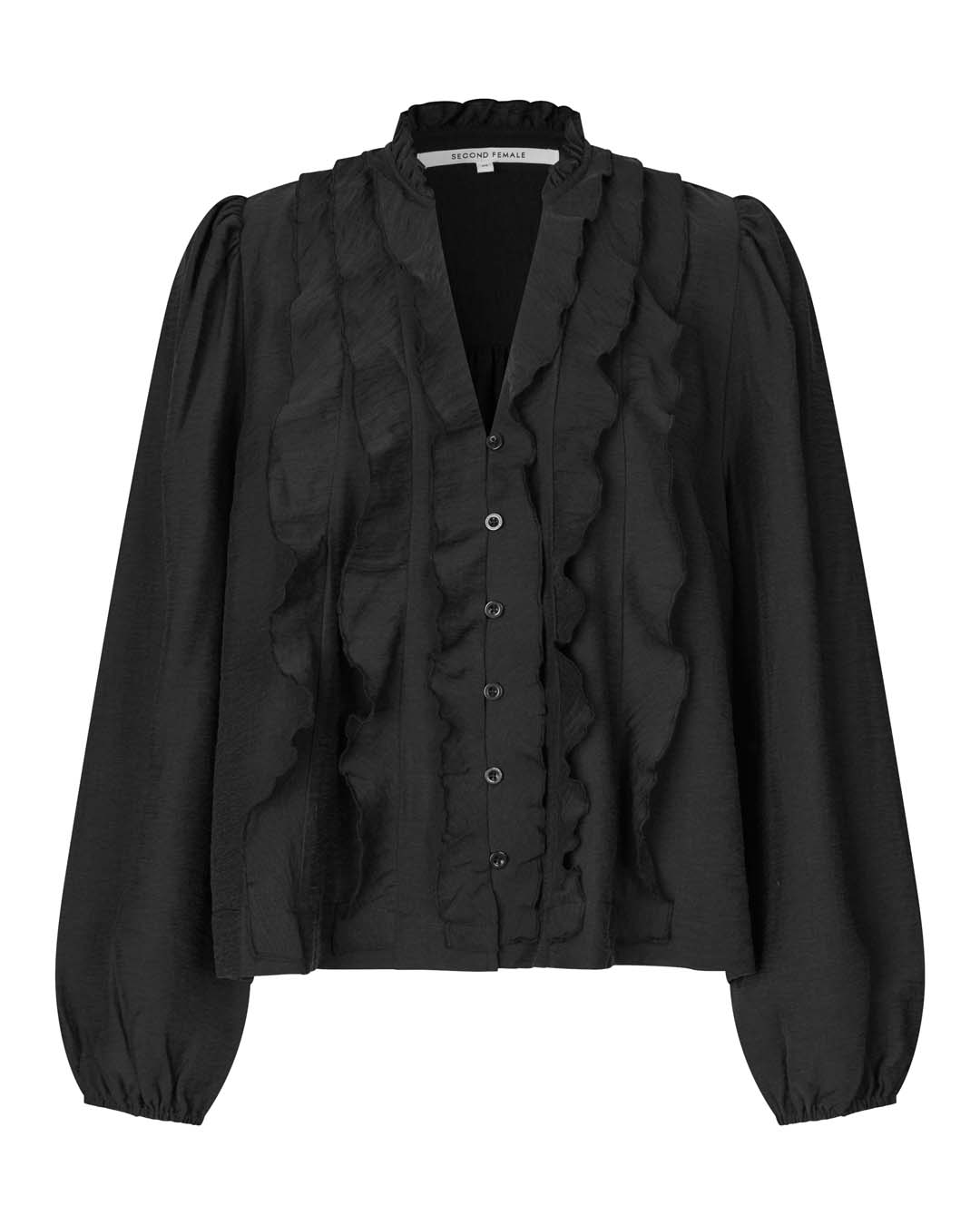 Blus Rayna med volanger svart - 6