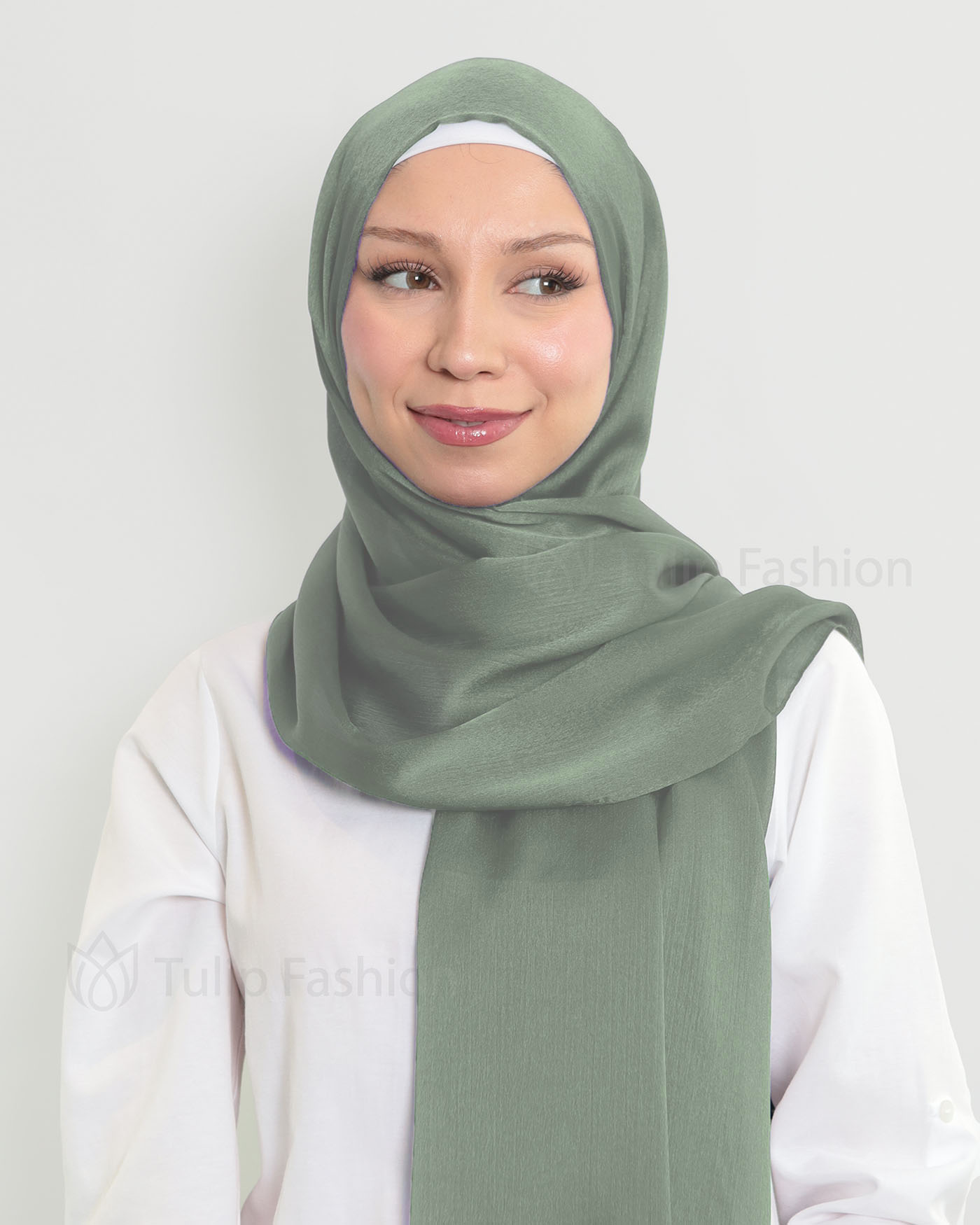 Hijab - Metallic Satin - Pistachio Green - 2