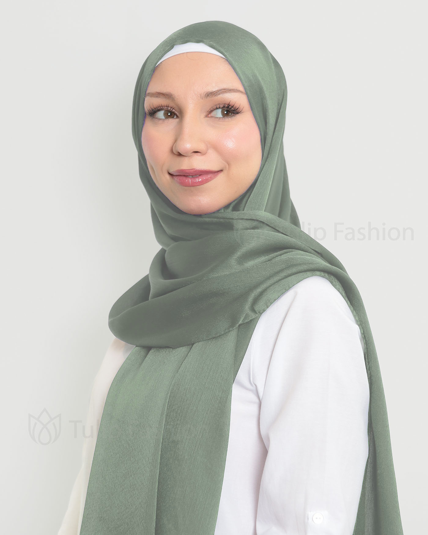 Hijab - Metallic Satin - Pistachio Green - 3