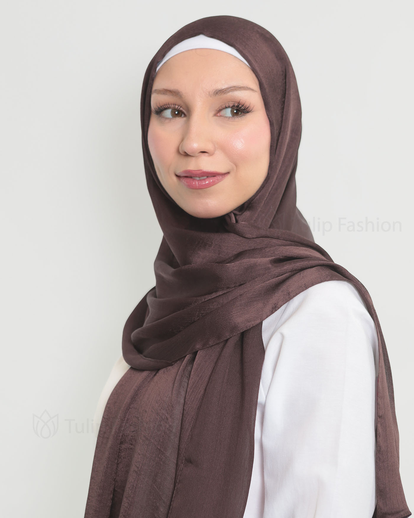 Hijab - Metallic Satin - Brown - 2