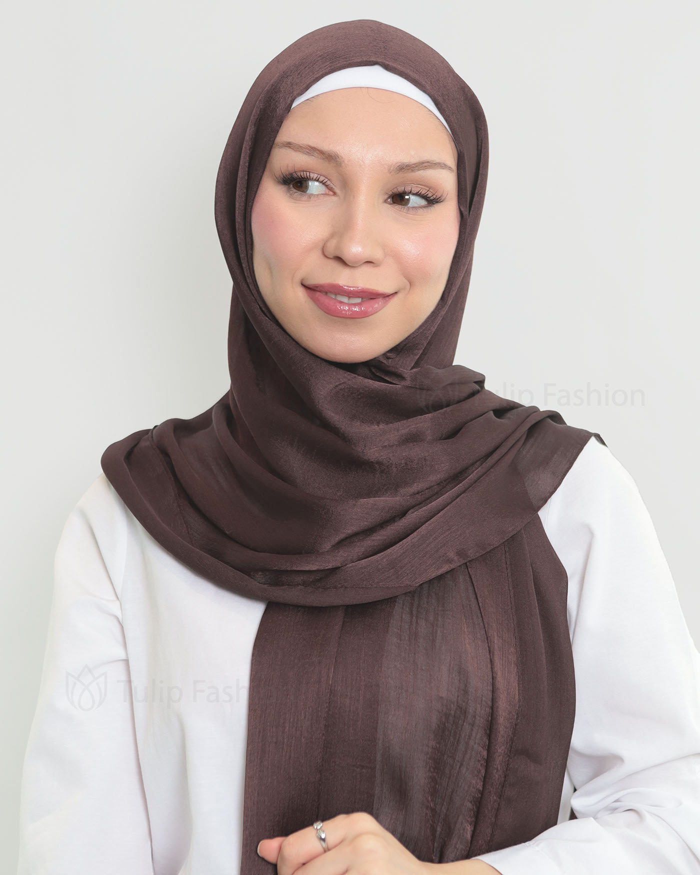 Hijab - Metallic Satin - Brown - 3
