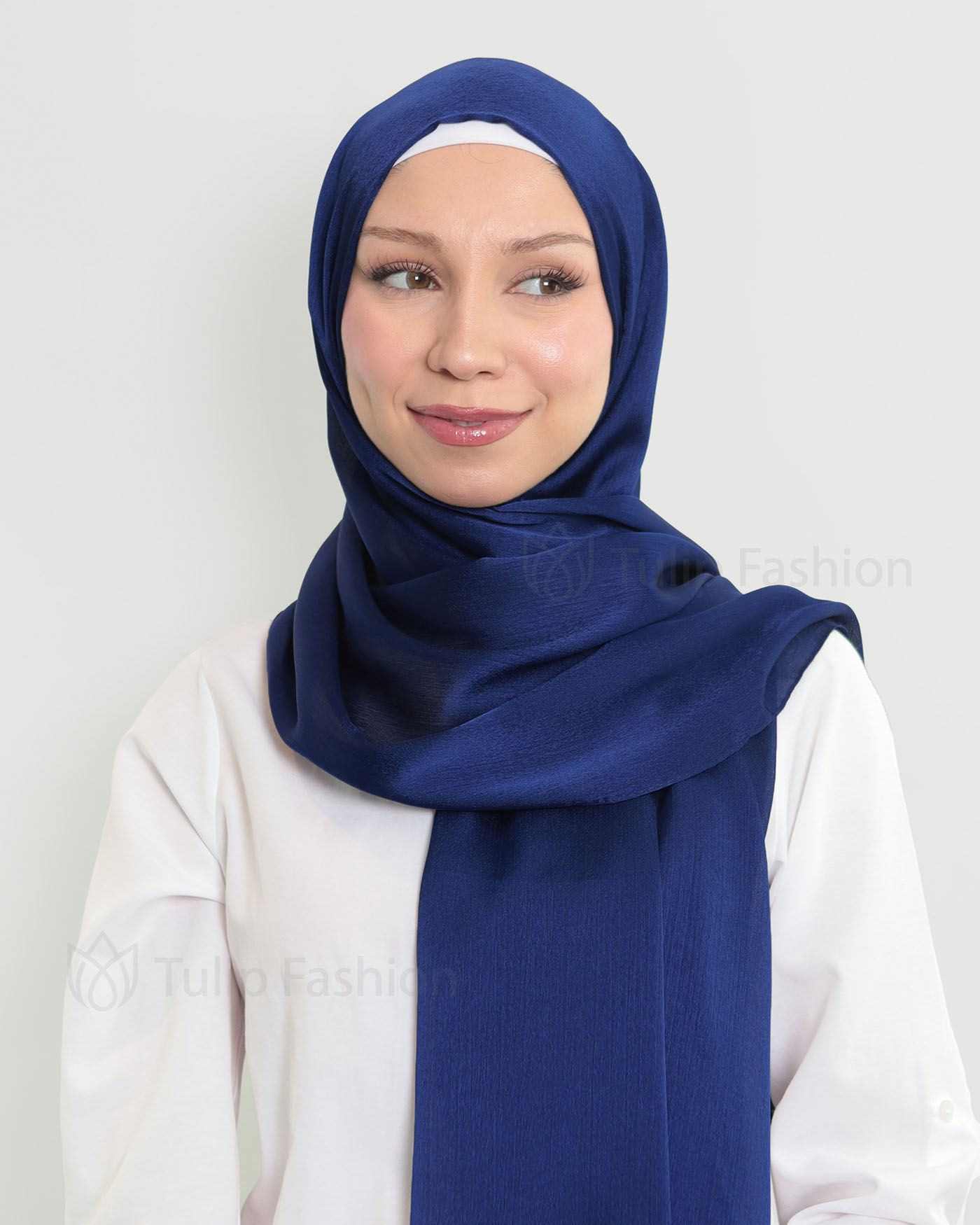 Hijab - Metallic Satin - Midnight Blue - 2
