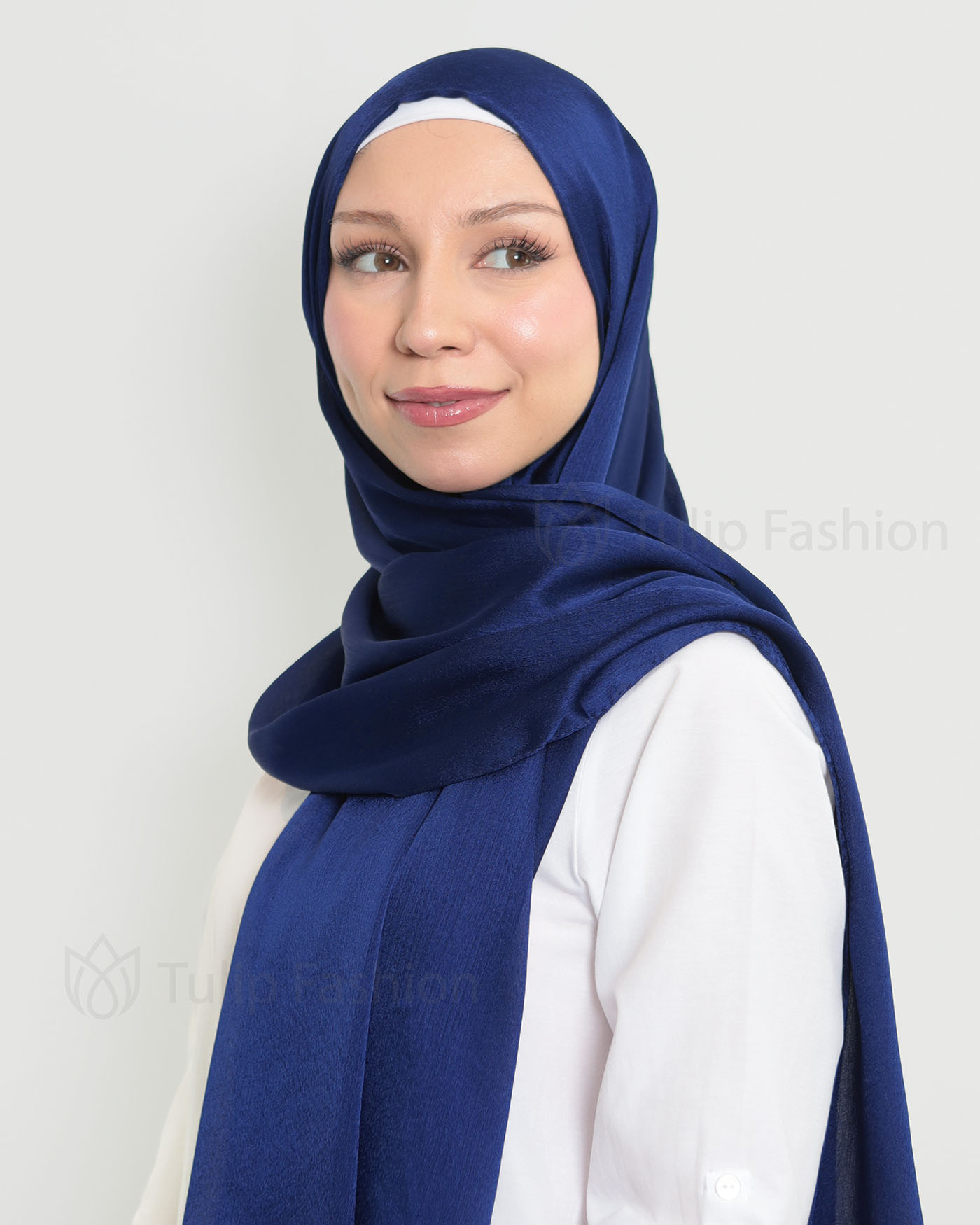 Hijab - Metallic Satin - Midnight Blue - 3
