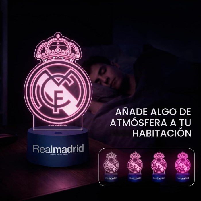 Real Madrid 3D-lampa med fjärrkontroll och 16 färger - 3