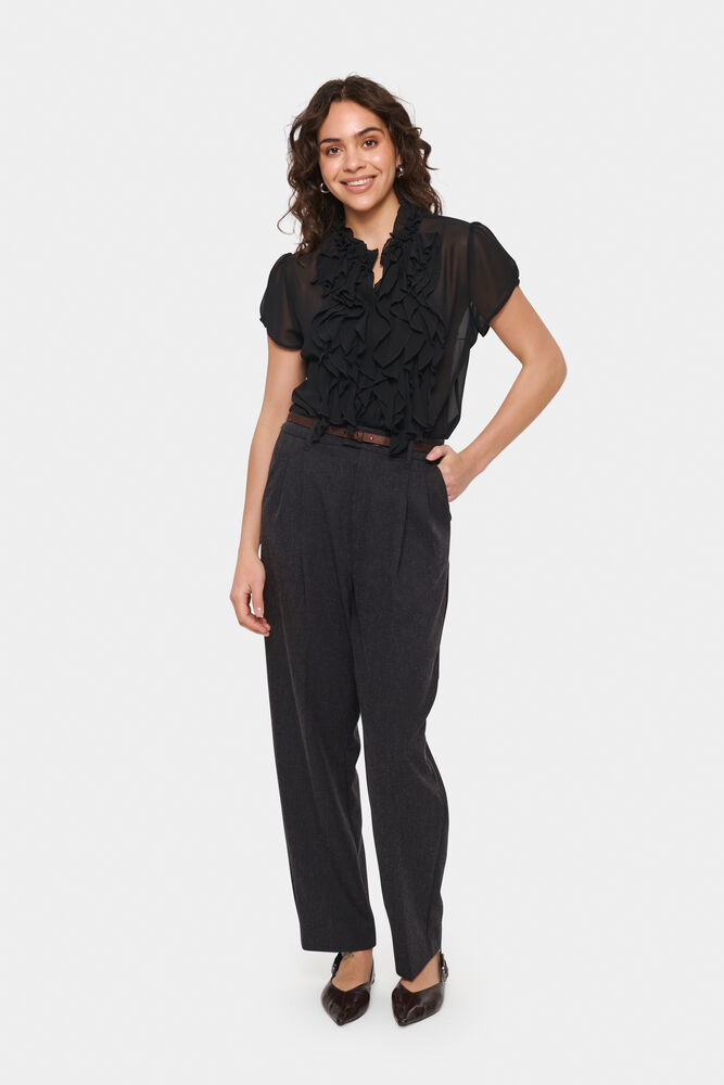 Saint Tropez Ruffle Lilja  SS Shirt Black - 2