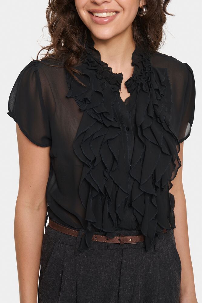 Saint Tropez Ruffle Lilja  SS Shirt Black