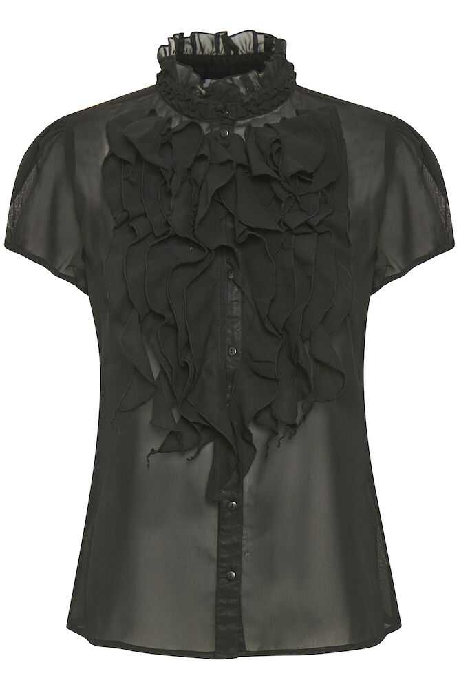 Saint Tropez Ruffle Lilja  SS Shirt Black - 4