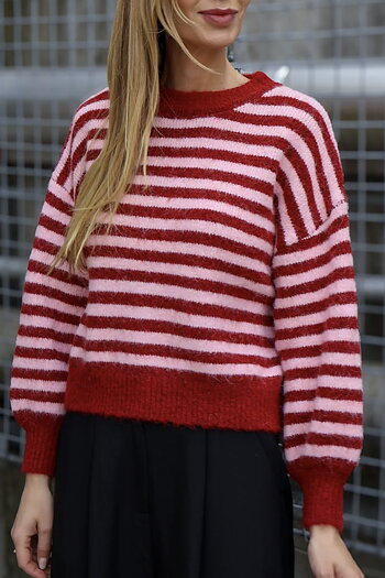 A-View - Else Knit Pullover Bordeaux/Rosa