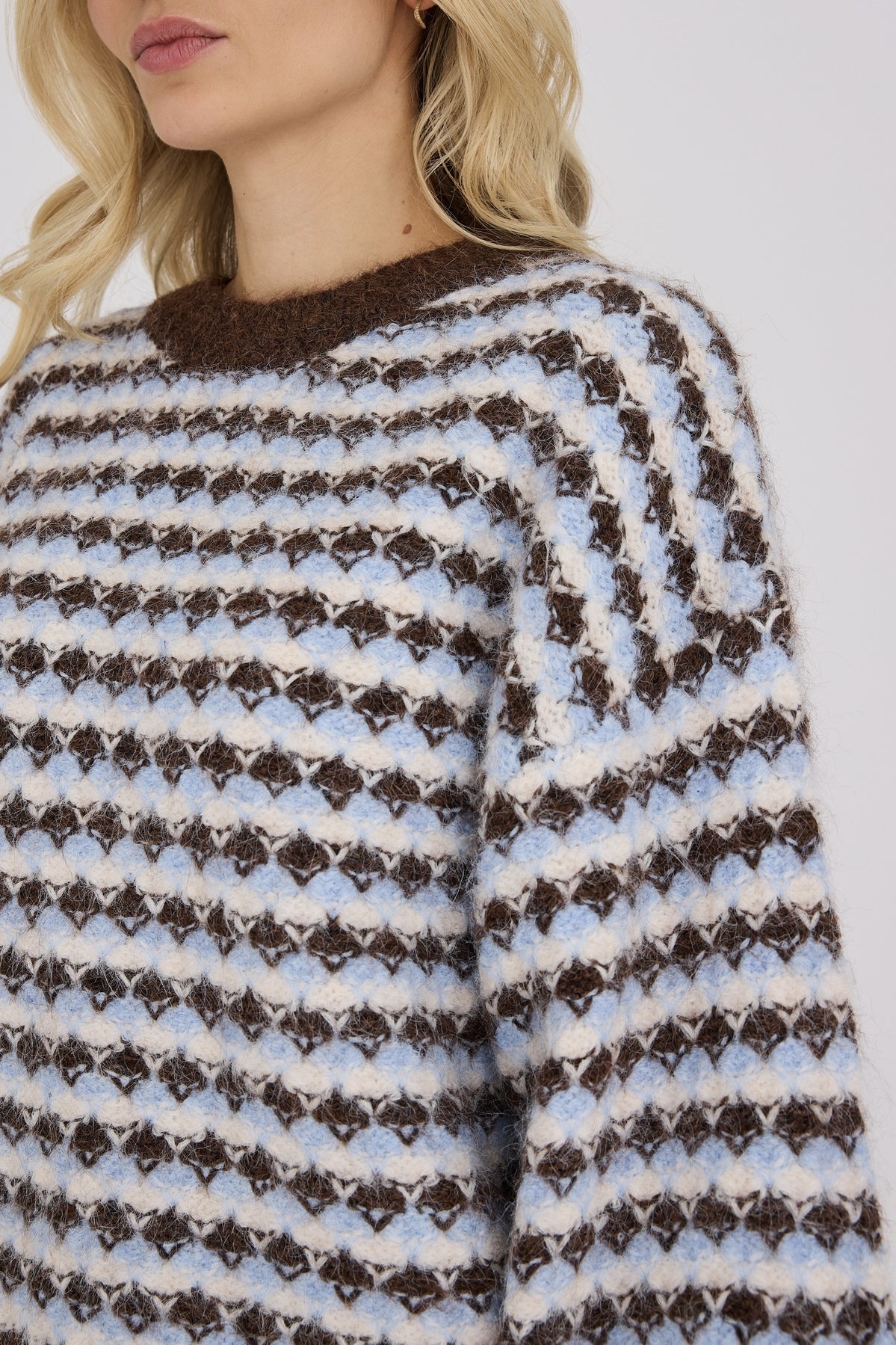 A-View - Sassi Knit Pullover Brown / Light blue - 3