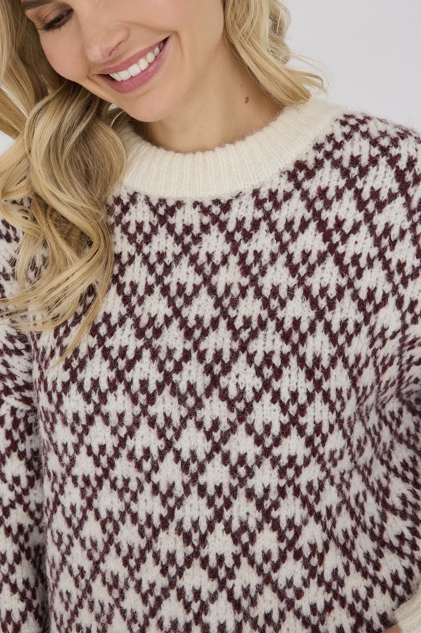 A-View - Tessi Knit Pullover Off White/Bordeaux - 3