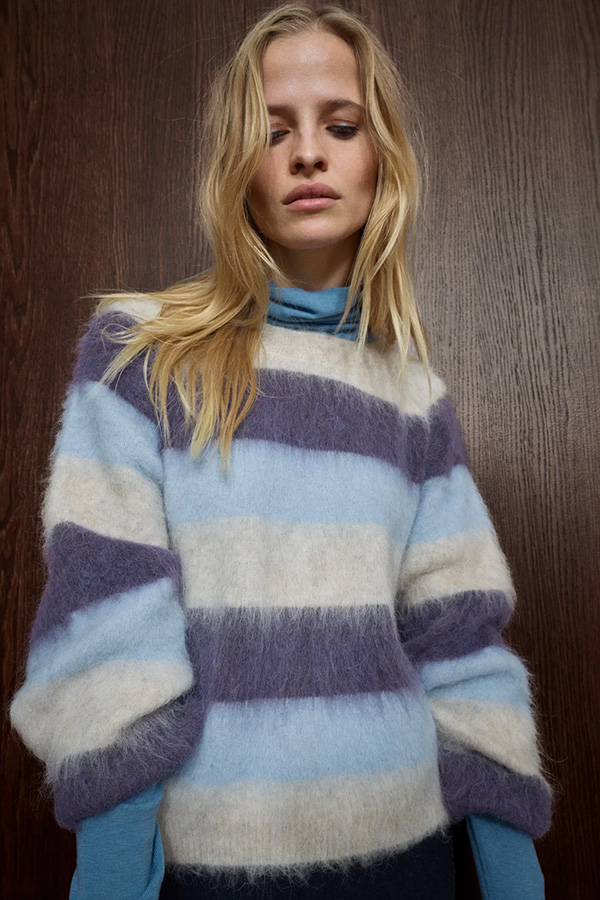Mos Mosh - MMSuvi Stripe Knit Sweet Grape