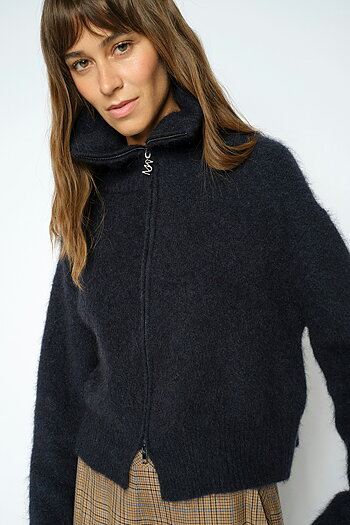 Mos Mosh - MMHulda Knit Zip Cardigan Salute Navy