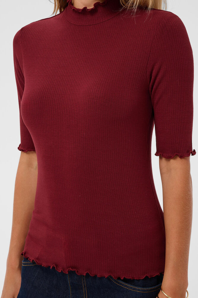 Cream Ribba Turtleneck Tshirt Cabernet - 2