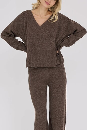 A-View - Merino Wrap Cardigan Brown