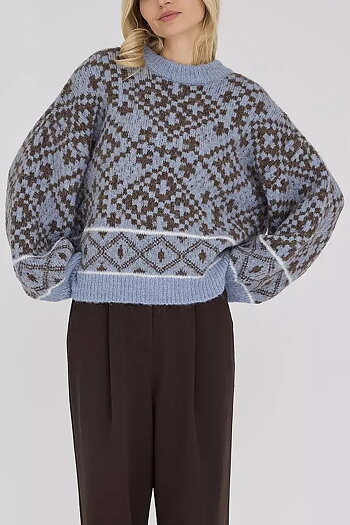 A-View - Luxana Knit Pullover Brown/Blue