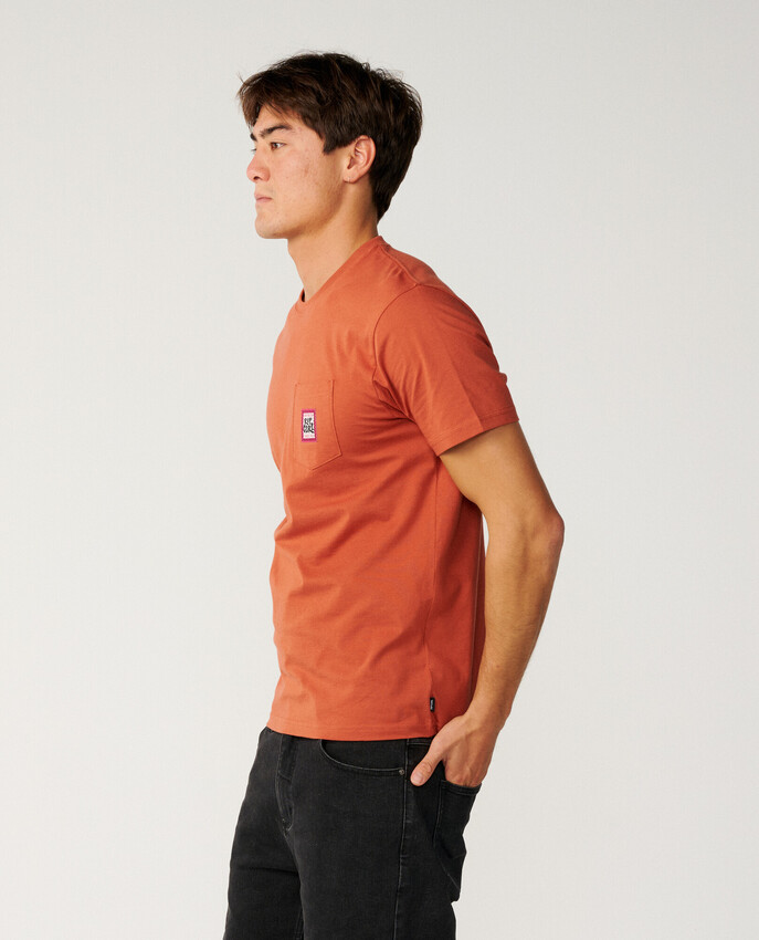 Rip Curl t-shirt Streamline Pocket Badge baked clay - 3