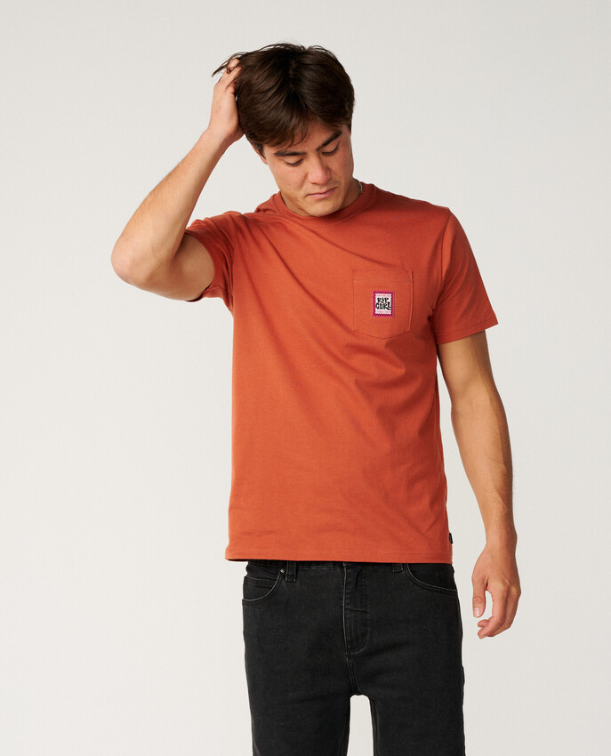 Rip Curl t-shirt Streamline Pocket Badge baked clay - 2